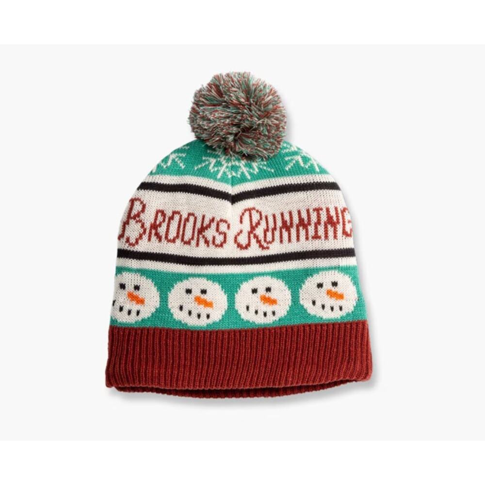 New ~ BROOKS RUNNING ~ Run Merry Pom Beanie